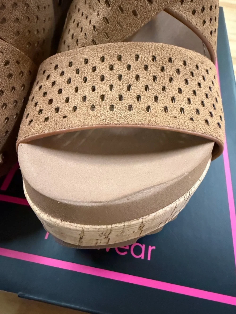 Corkys Perforated Suede Wedge Sandal in Brown - Picture 4 of 8